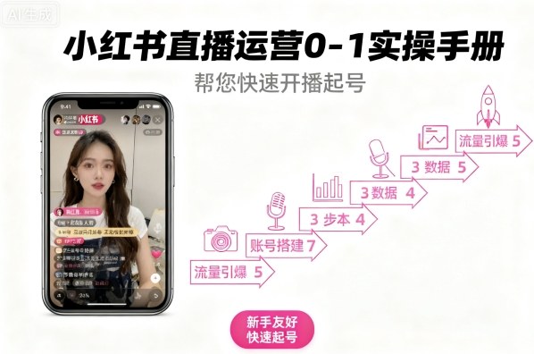 小红书直播运营0-1实操手册，帮您快速开播起号-菜菜网创