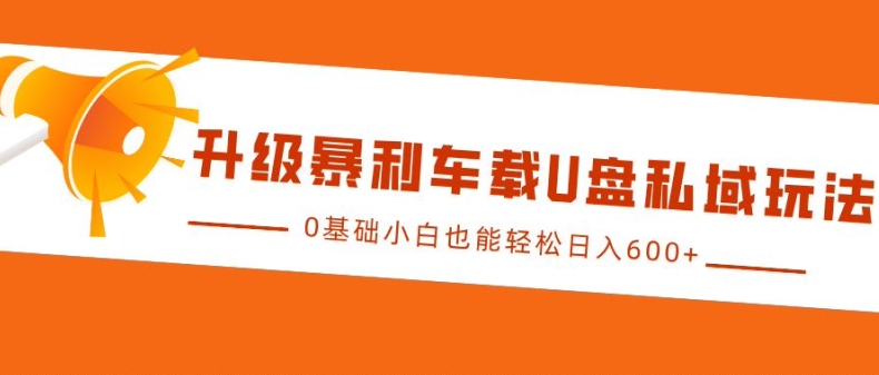 升级暴利车载U盘私域玩法，0基础小白也能轻松日入多张【揭秘】-菜菜网创
