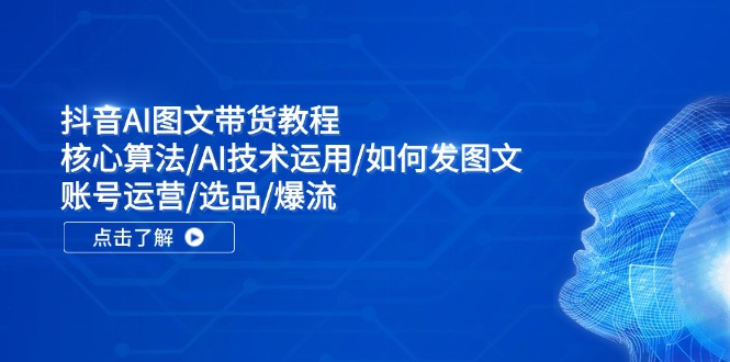 抖音AI图文带货教程：核心算法/AI技术运用/如何发图文/账号运营/选品/爆流-菜菜网创