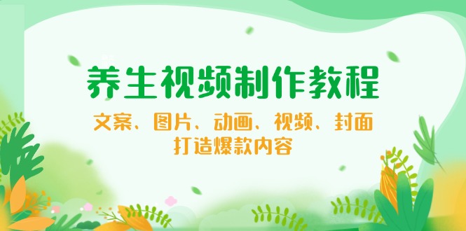 养生视频制作教程，文案、图片、动画、视频、封面，打造爆款内容-菜菜网创