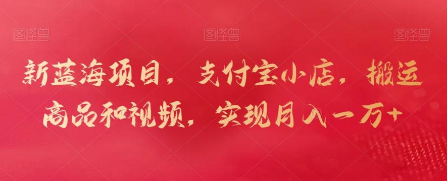 新蓝海项目，支付宝小店，搬运商品和视频，实现月入一万+【揭秘】-菜菜网创