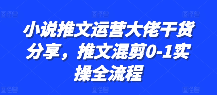 小说推文运营大佬干货分享，推文混剪0-1实操全流程-菜菜网创