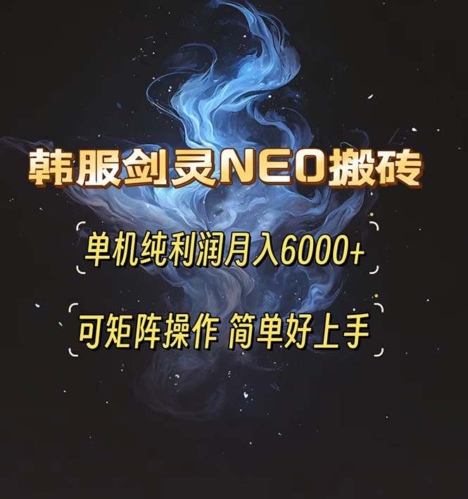 韩服剑灵NEO搬砖攻略，单机纯利润月入6000+ 可矩阵操作，简单好上手。-菜菜网创