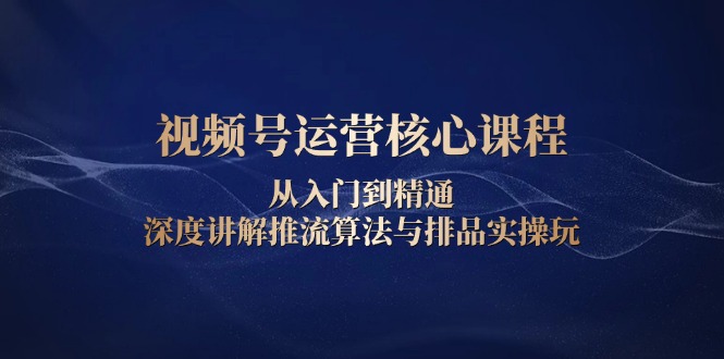 视频号运营核心课程，从入门到精通，深度讲解推流算法与排品实操玩-菜菜网创