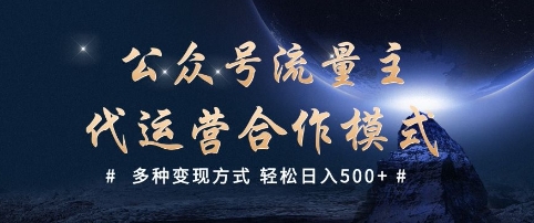 公众号流量主代运营  多种变现方式 轻松日入5张【揭秘】-菜菜网创