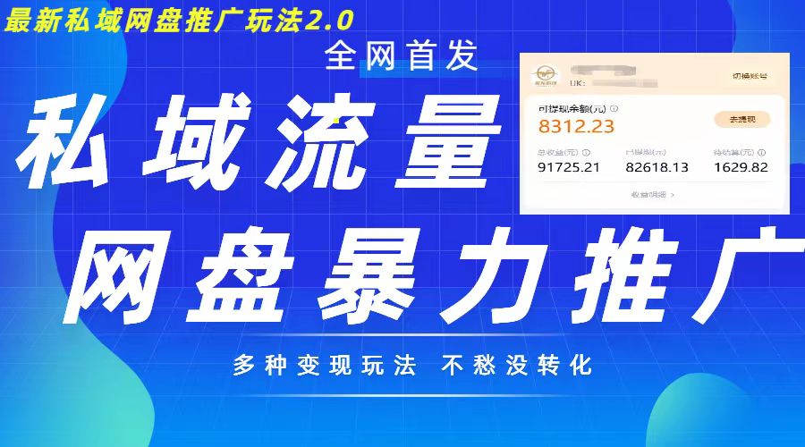 最新暴力私域网盘拉新玩法2.0，多种变现模式，并打造私域回流，轻松日入500+【揭秘】-菜菜网创