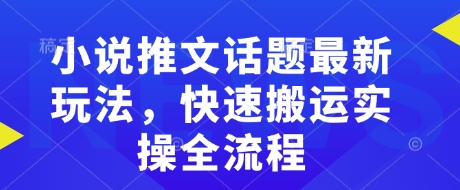 小说推文话题最新玩法，快速搬运实操全流程-菜菜网创
