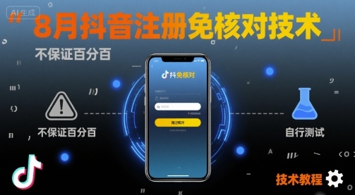 8月抖音注册免核对技术，不保证百分百，自测-菜菜网创