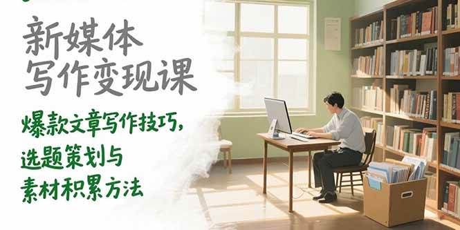 （15345期）新媒体写作变现课，爆款文章写作技巧，选题策划与素材积累方法-菜菜网创