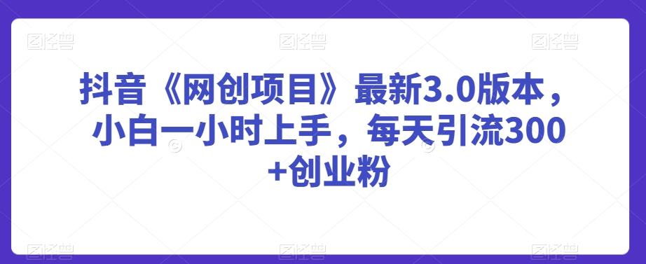抖音《网创项目》最新3.0版本，小白一小时上手，每天引流300+创业粉【揭秘】-菜菜网创
