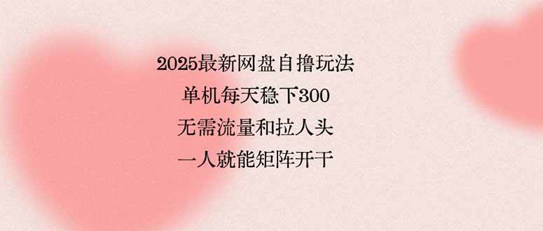 （15831期）2025最新网盘自撸玩法，单机每天稳下3张，无需流量和拉人头，一个人就…-菜菜网创