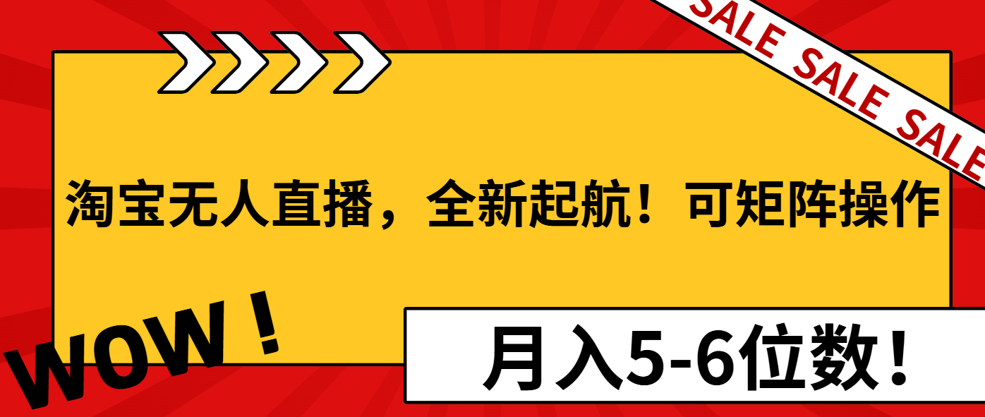 淘宝无人直播，全新起航！可矩阵操作，月入5-6位数！-菜菜网创