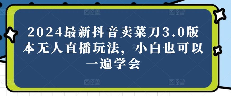 2024最新抖音卖菜刀3.0版本无人直播玩法，小白也可以一遍学会【揭秘】-菜菜网创