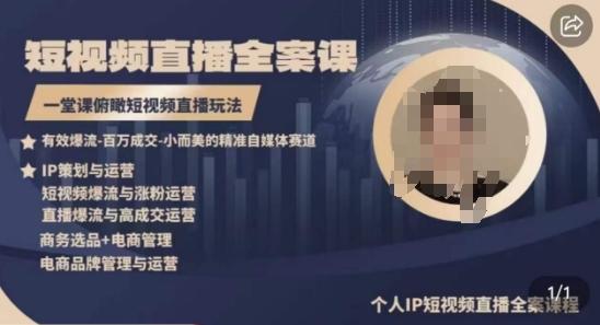 高品质IP短视频直播全案课程，一堂课俯瞰短视频直播玩法-菜菜网创