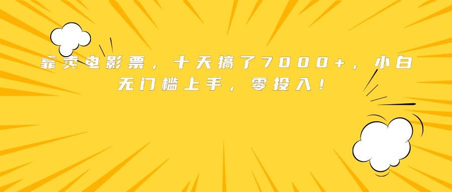 （15821期）靠卖电影票，十天搞了7000+，小白无门槛上手，零投入！-菜菜网创