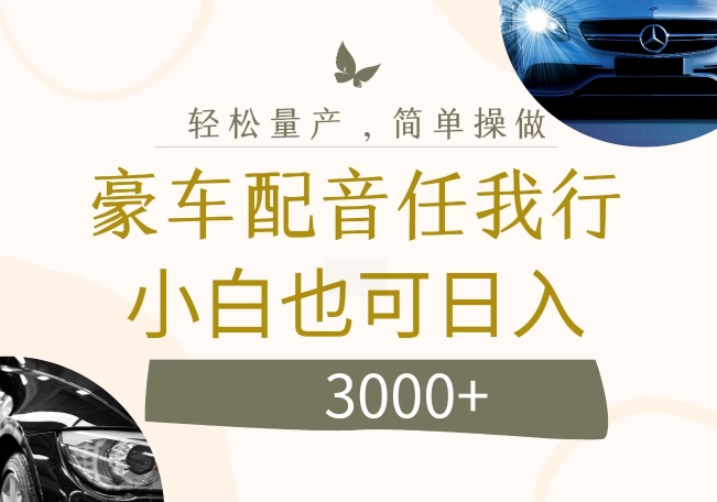 不为人知的暴力小项目，豪车配音，日入几张【揭秘】-菜菜网创