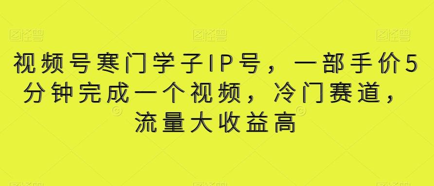 视频号寒门学子IP号，一部手价5分钟完成一个视频，冷门赛道，流量大收益高【揭秘】-菜菜网创