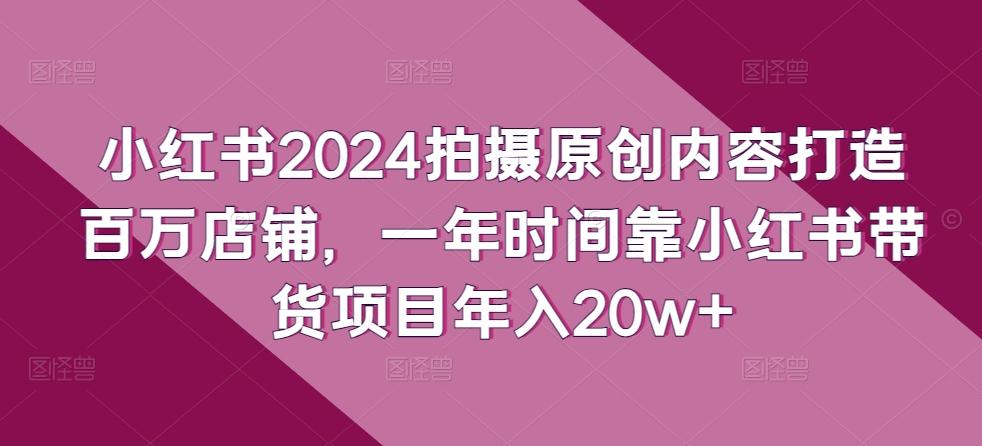 小红书2024拍摄原创内容打造百万店铺，一年时间靠小红书带货项目年入20w+-菜菜网创