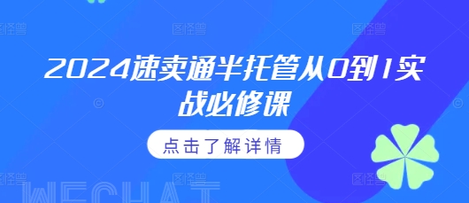 2024速卖通半托管从0到1实战必修课，掌握通投广告打法、熟悉速卖通半托管的政策细节-菜菜网创