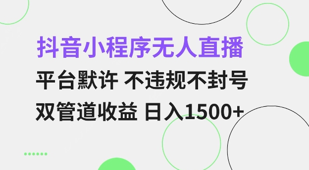 抖音小程序无人直播 平台默许 不违规不封号 双管道收益 日入多张 小白也能轻松操作【仅揭秘】-菜菜网创