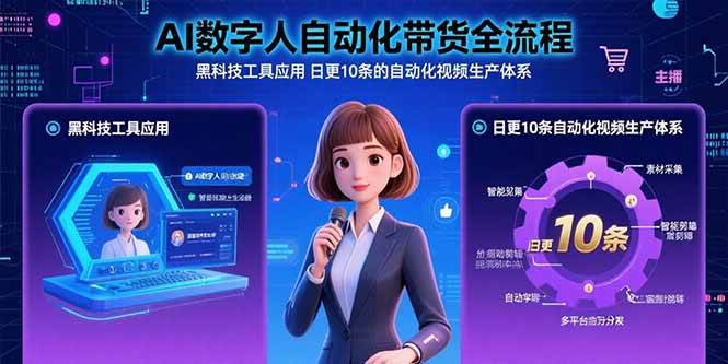（15699期）AI数字人自动化带货全流程：黑科技工具应用 日更10条的自动化视频生产体系-菜菜网创