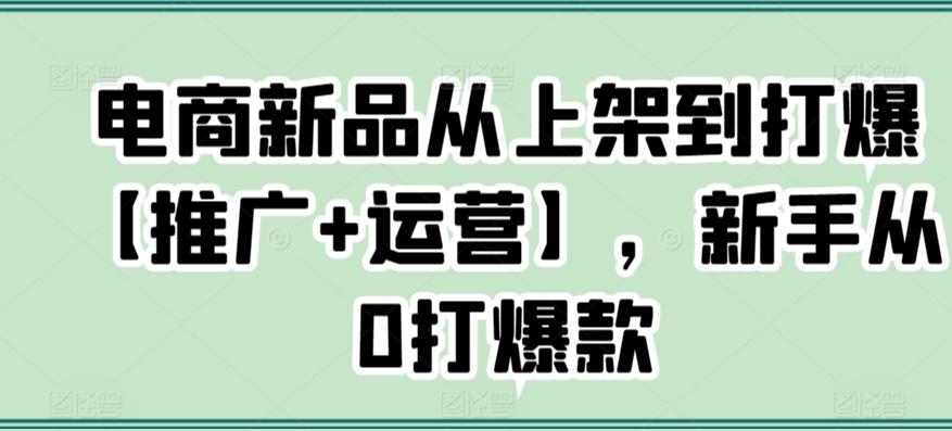 电商新品从上架到打爆【推广+运营】，新手从0打爆款-菜菜网创