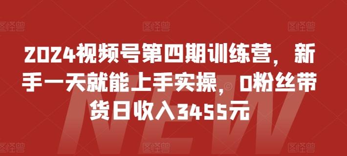 2024视频号第四期训练营，新手一天就能上手实操，0粉丝带货日收入3455元-菜菜网创