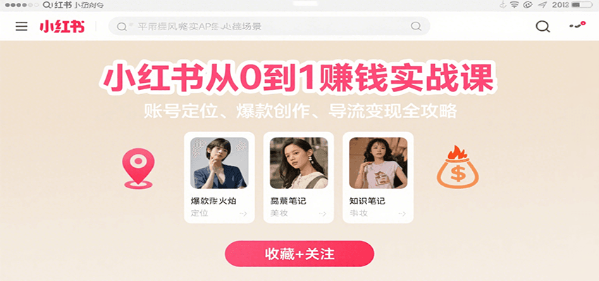小红书从0到1赚钱实战课：账号定位、 爆款创作 、导流变现全攻略-菜菜网创