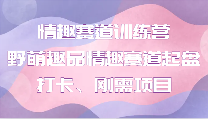 情趣赛道训练营 野萌趣品情趣赛道起盘打卡、刚需项目-菜菜网创