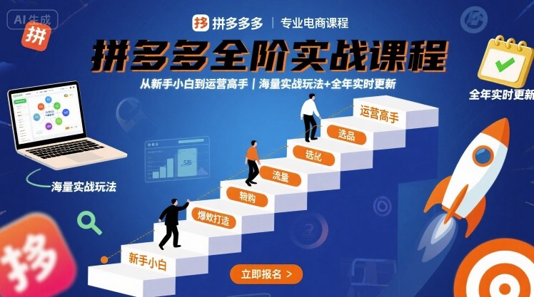 拼多多全阶实战课程，从新手小白到运营高手，海量实战玩法+全年实时更新【2025年9月更新】-菜菜网创