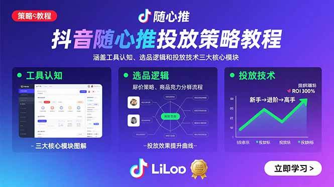 （15828期）抖音随心推投放策略教程：涵盖工具认知、选品逻辑和投放技术三大核心模块-菜菜网创