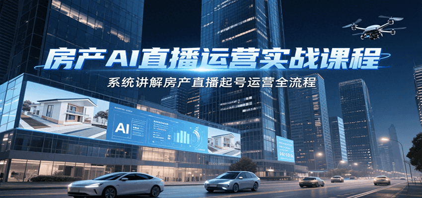 房产AI直播运营实战课程，系统讲解房产直播起号运营全流程-菜菜网创