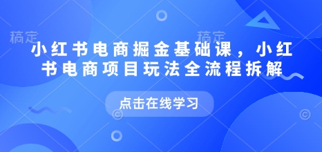 小红书电商掘金课，小红书电商项目玩法全流程拆解（更新7月）-菜菜网创