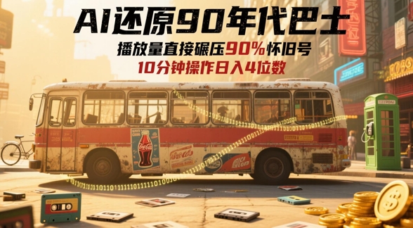 AI还原90年代巴士，一帧就让70后泪崩，播放量直接碾压90%怀旧号，每天操作十分钟，日入四位数-菜菜网创