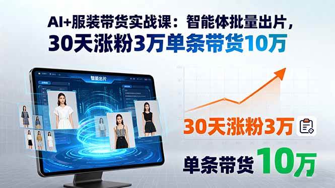 （15974期）AI+服装带货实战课：智能体批量出片，30天涨粉3万单条带货10万-菜菜网创