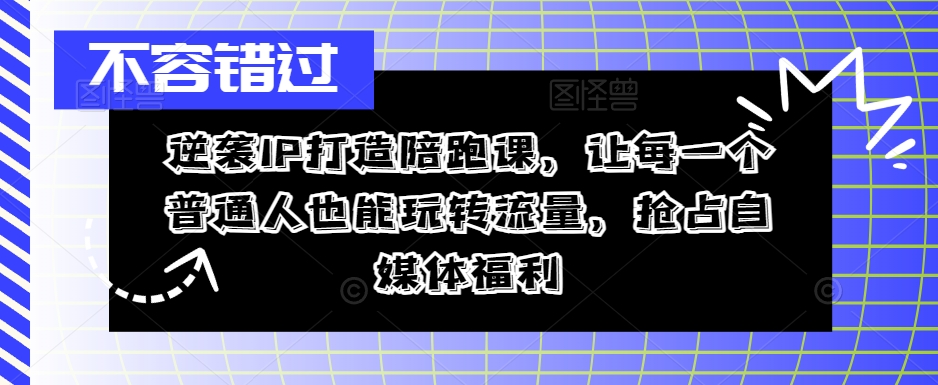 逆袭IP打造陪跑课，让每一个普通人也能玩转流量，抢占自媒体福利-菜菜网创