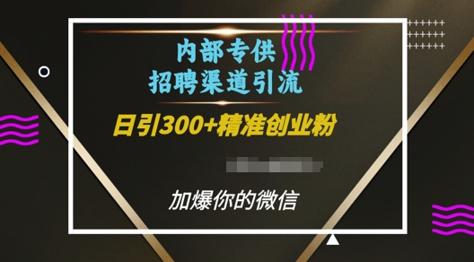 内部招聘渠道日引流300+创业粉，加爆你的微信【揭秘】-菜菜网创
