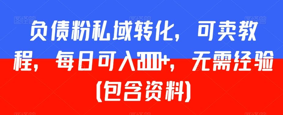 负债粉私域转化，可卖教程，每日可入2000+，无需经验（包含资料）【揭秘】-菜菜网创
