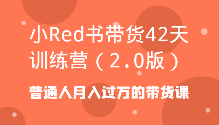 小Red书带货42天训练营(2.0版)普通人月入过万的带货课-菜菜网创