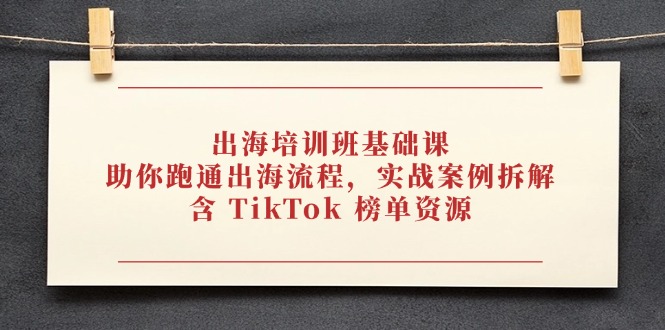 出海培训班基础课，助你跑通出海流程，实战案例拆解，含 TikTok 榜单资源-菜菜网创