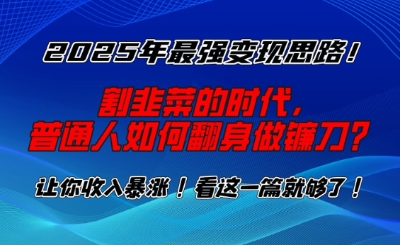 2025年最强变现思路，割韭菜的时代， 普通人如何翻身做镰刀？【揭秘】-菜菜网创
