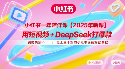 小红书一年陪伴课【2025年新课】，用短视频+deepSeek打爆款，史上最干货的小红书店铺爆款课程-菜菜网创