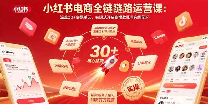 （15751期）小红书电商全链路运营课：涵盖30+实操单元，实现从开店到爆款账号完整闭环-菜菜网创
