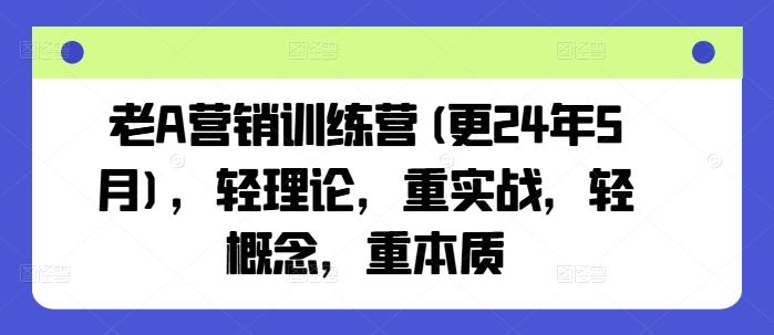 老A营销训练营(更24年6月)，轻理论，重实战，轻概念，重本质-菜菜网创