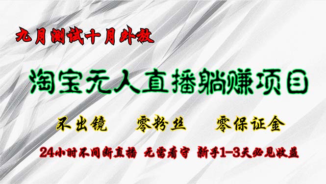 淘宝无人直播最新玩法，九月测试十月外放，不出镜零粉丝零保证金，24小…-菜菜网创