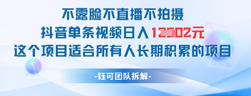 不露脸不直播不拍摄抖音单条视频日入1k+这个项目适合所有人长期积累的项目-菜菜网创