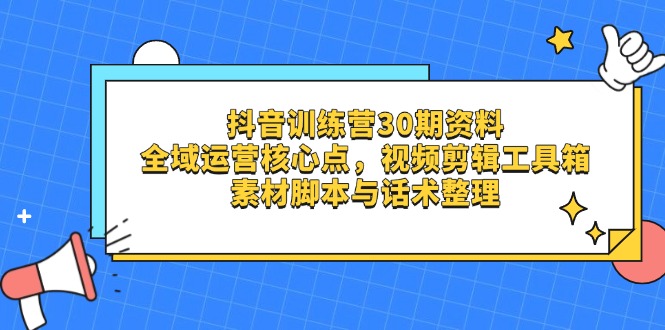 抖音训练营30期资料，全域运营核心点，视频剪辑工具箱 素材脚本与话术整理-菜菜网创