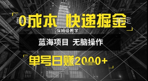0成本快递掘金玩法，日入1k+，小白30分钟上手，收益嘎嘎猛【揭秘】-菜菜网创