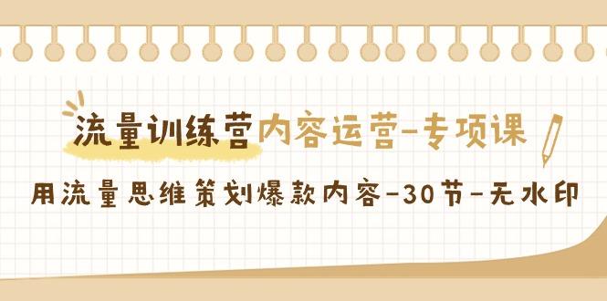 流量训练营之内容运营专项课，用流量思维策划爆款内容(30节课)-菜菜网创